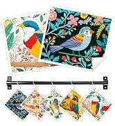 Nyixblyre Swedish Dishcloths for Kitchen, 5 Pack Floral Bird Reusable Paper Towels with 3 Hooks, ...