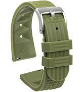 watchdives Rubber Waffle Watch Band, Soft Rubber Watch Strap Waterproof Replacement Dive Watchban...