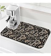 Black and Gold Coffee Tool Coffee Drying Mat 12" x 19", Absorbent Waterproof Coffee Station Mat, ...