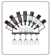 Sorbus Wine Bottle Stemware Glass Rack Wall Mounted - Bordeaux Chateau Style - Holds 7 Bottles o...