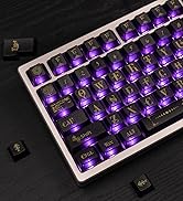 Purple Clear Keycaps, Fog Translucent Keycaps, 155 Keys Cherry Profile Backlit Keyboard Keycaps, ...