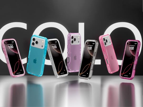 Seven colors, transparent pink hot pink purple blue clear gray