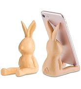 AhfuLife Phone Stand, Wooden Rabbit Phone Holder, Bunny Phone Stand, Desk Organizer Decor Gift fo...