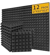 12 Pack Soundproof Wall Panels, Saiqiang Acoustic Foam 2" x 12"x 12" Sound Panels Acoustic Panels...