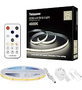 Tatazone White COB Led Strip Lights with RF Remote, 16.4ft 4000K Dimmable Bright Neutral White CO...