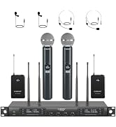 Phenyx Pro Quad Wireless Microphone System w/ 4x40 UHF Channels, Auto Scan, 2 Handheld Dynamic Mi...