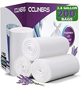CCLINERS 2.6 Gallon Lavender Scented Trash Bags (200 Count) White 2 Gallon Trash Bags Small Bathr...