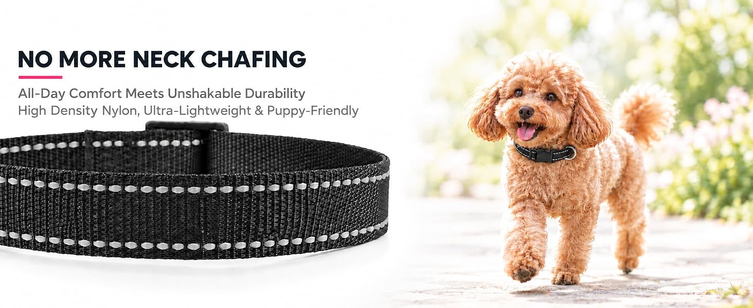 Soft Neoprene Padded Breathable Nylon Pet Collar Adjustable for Small Medium Large Dogs,6 Sizes