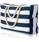 Beach Bags for Women, Large Waterproof Beach Tote Bag with Zipper Beach Bags Waterproof Sandproof...