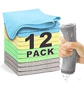 WEAWE Microfiber Cleaning Cloth, Rags for Cleaning 12 Pack, Reusable and Lint Free Cloth, Will No...