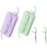 Hueyton Portable Travel Dental Floss Case, Reusable Floss Dispenser Mint Flavor Fresh Floss Picks...