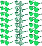 BAHABY 24 PCS St. Patricks Day Shamrock, Four-leaf Clover, Heart-shaped Glasses St. Patricks Day ...