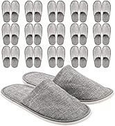Frcctre 15 Pairs Disposable Slippers, Non-Slip Closed Toe Linen Disposable Spa Slippers Portable ...