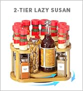 SpaceAid 2 Tier Bamboo Spice Rack Organizer, Lazy Susan Turntable for Cabinet, Home Kitchen Spice...