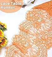 orange Lace Table Runner orange Embroidered Boho Lace Runners Vintage Rustic Farmhouse Tables Runner