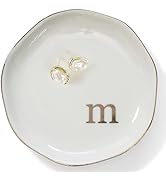 HOME SMILE Initials Ring Dish Jewery Tray with Personalized M-Monogrammed Engagement Wedding Gift...