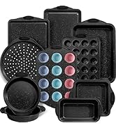 Kikcoin 22 PCS Nonstick Baking Pans Set, Stackable Bakeware Sets with Silicone Handles, 450°F Ove...