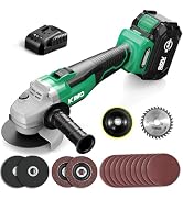 KIMO Cordless Grinder 20V Cordless Angle Grinder w/ 3.0Ah Li-Ion Battery & Charger, 9000RPM Brush...