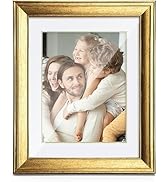 TWING Picture Frame Gold Displays 8x10 Photo Frame with Mat or 11x14 Without Mat,Made of Plexigla...