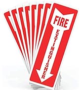 ASSURED SIGNS Fire Extinguisher Signs, Safety Sign Sticker - 8 Pack - 4" X 12" - 5 Mil Vinyl - Br...