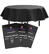 Exquisite Black Vinyl Tablecloths - 70 in. Round - Pack of 3 Round Tablecloth - Black Flannel Bac...