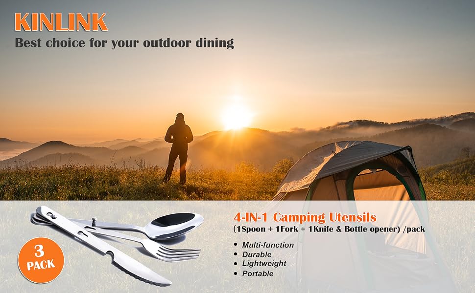 Kinlink 4-in-1 Camping Utensils 3 Sets