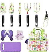 JUMPHIGH Gardening Tool Set, 10 PCS Heavy Duty Aluminum Garden Kit Floral Gardening Gifts for Wom...