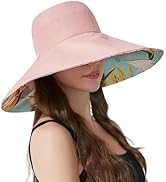 KAICAILA Women Bohemian Reversible Floral Cotton Sun Hat Wide Brim Outdoor Bucket Hats UV Protection