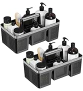 BYUNER 2Pack Plastic Shower Caddy: Portable Hard Bathroom Basket Tote with Handle, 4 Divided Comp...