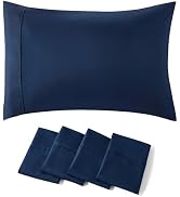 Bedsure Queen Pillow Cases Set of 4 - Navy Brushed Microfiber Pillowcases 4 Pack, Super Soft Pill...