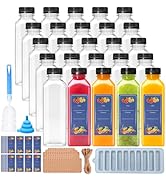 Flrolove 25pcs 16oz Plastic Juice Bottles with Caps, Juicer Bottles, Clear Empty Drink Containers...