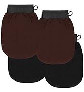 4 Pcs Korean Exfoliating Mitts, Deep Shower Mitt Body Scrubbing Gloves for Spray Tan Removal, Ker...