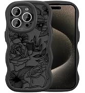 XIZYO for iPhone 14 Pro Max Case, Cute Wavy Floral Flower Rose Aesthetic, Curly Wave Frame Women ...