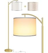 Rottogoon Floor Lamp for Living Room, LED Standing Lamp with 2 Lamp Shades Tall Industrial Floor ...