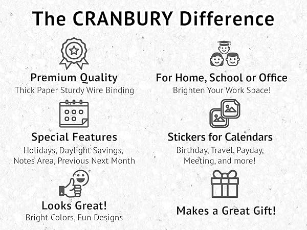 Cranbury - Cranberry calendar premiun quality home school office design sticker gift holiday