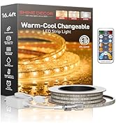 Shine Decor Tunable White LED Strip Light, 2800-6000K Warm to Cool Changeable Strip Lighting Remo...