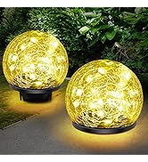 Keevvon Solar Garden Lights, 2 Pack 80 LED Cracked Glass Solar Globe Lights Outdoor Decoration, U...