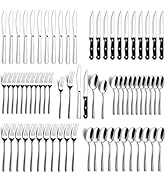 BEWOS 72-Pieces Silverware Set for 12 - Stainless Steel Flatware Set with Mirror Polish, Cutlery ...