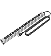 Oviitech 16 Outlets Heavy Duty Metal Socket Power Strip,15-Foot Long Extension Cord with Circuit ...