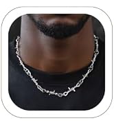 ChainsHouse Barbed Wire Necklace Punk Thorns Chain Necklace for Men Women, 5/6/7/9/12MM Wide Stai...
