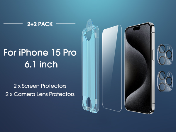 amFilm OneTouch iPhone 15 Pro 6.1" Screen Protector Tempered Glass