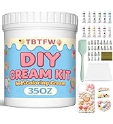 35oz Cream Glue,White Whipped Cream Glue Kit, with 12 Color Pigments, 100 Piping Bags, 23 Nozzles...