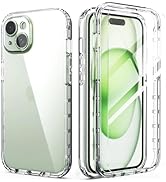 IDweel iPhone 15 Case with Screen Protector(Tempered Glass),Hybrid 2 in 1 Shockproof Soft Slim Fi...