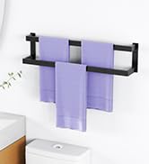 Double Towel Bar, 24 Inch Towel Rack for Bathroom Wall Mounted, Stainless Steel Towel Holder, Dou...