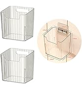 Set of 2 Storage Organizer Bins Wall Mounted Floating Shelves Fridge Organizer Stackable Clear Pl...