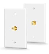 VCE RCA Wall Plate UL Listed, Subwoofer Outlet White 2-Pack | UL Listed for Safety, Female to Fem...