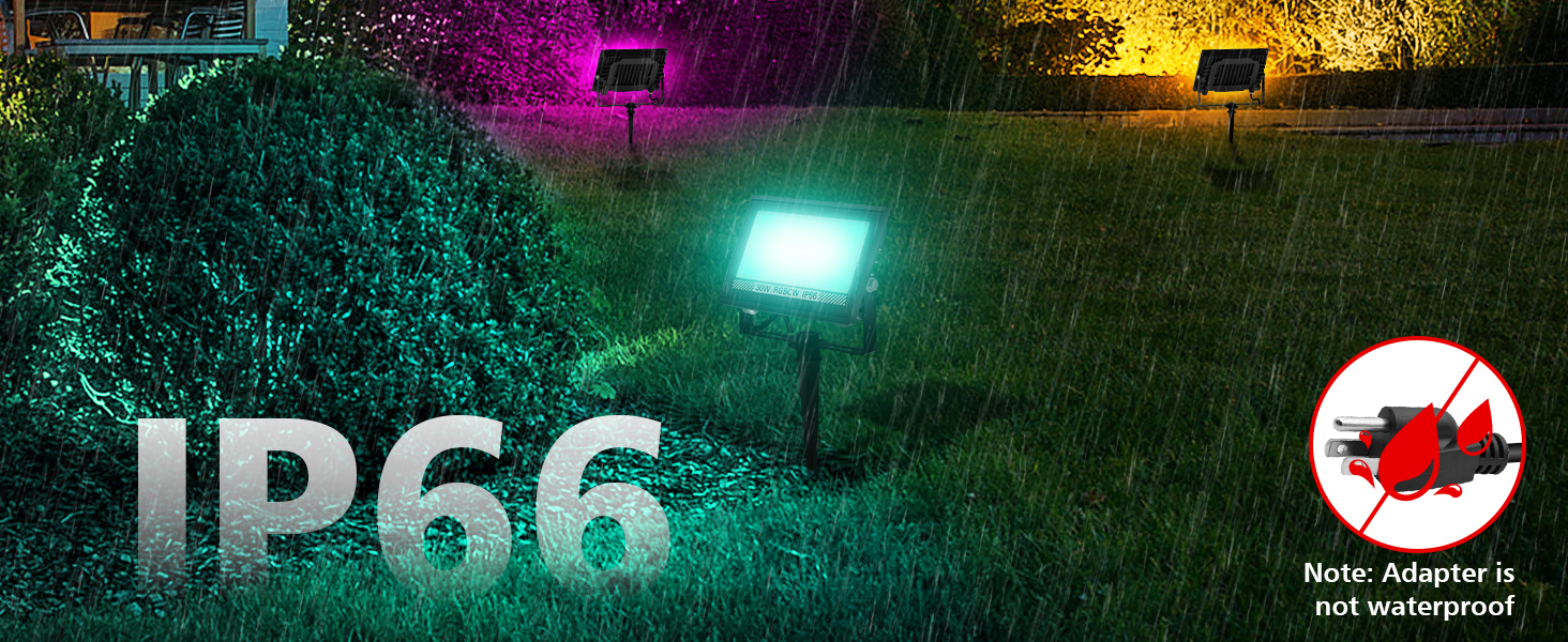 T-SUN 50W RGBCW LED Flood Lights Bluetooh and Remote- IP66 waterproof