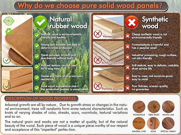NATURAL RUBBER WOOD 100% solid wood