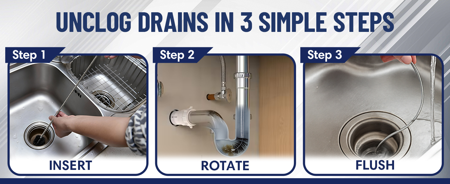 Easy Cleaning Flexible Drain Snake for Food, Hair & Clog Removal by FryOilSaver Co. B313C