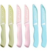 WWZJ 6 Pack Ceramic Paring Knife with Knife Cover, Lightweight Ceramic Knives, Fruit and Vegetabl...